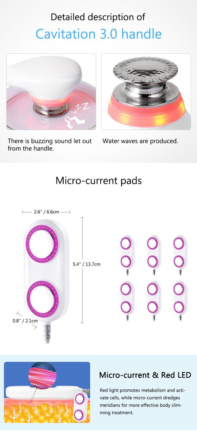 Weight Loss 5 in 1 RF Vacuum 40K Ultrasonic Cavitation 3.0 Slim Microcurrent Machine