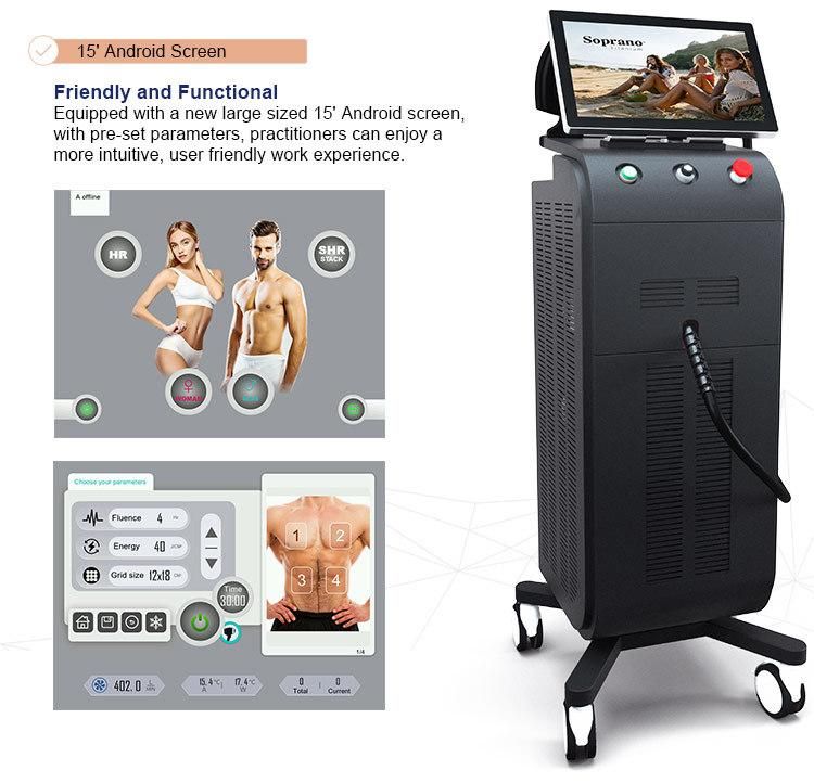 Ce FDA Approved Manufacturer 755 808 1064nm Diode Laser Permanent Hair Removal Machine with Soprano