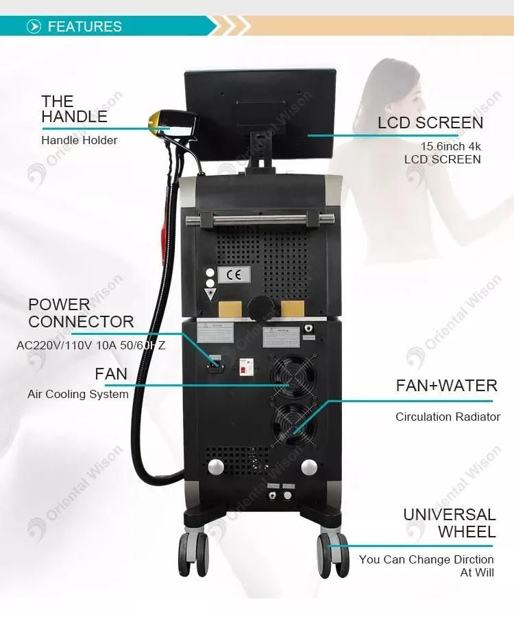 Professional Germany Bars 3 Wavelength 755 808 1064 Diode Laser/Laser Diode 808/Hair Removal Device 755nm Alexandrite Laser