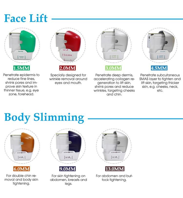 7D Hifu Portable Slimming Skin Lifting Machine with 2 Handles