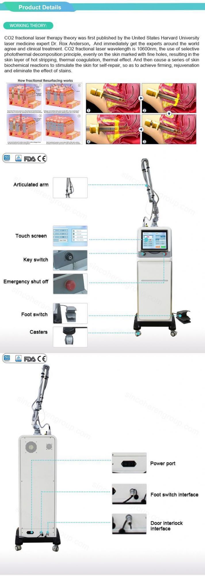 Professional Powerful Vertical CO2 Fractional Laser Treatment Cosmetology Machine Laser Vaginal Rejuvenation Equipment