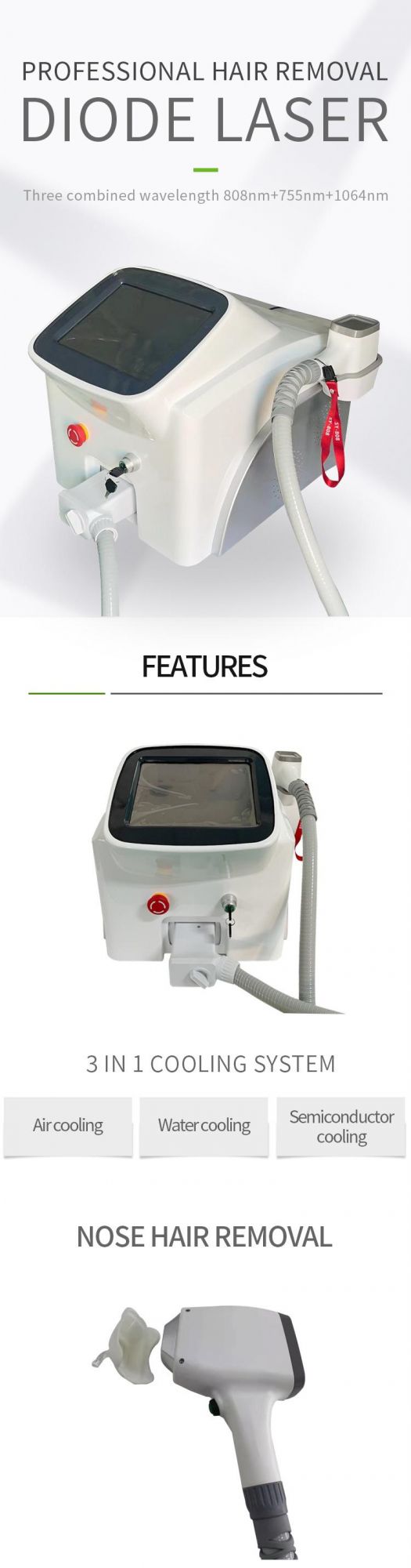 Portable Hair Removal Diode Laser 808/ Three Wavelength