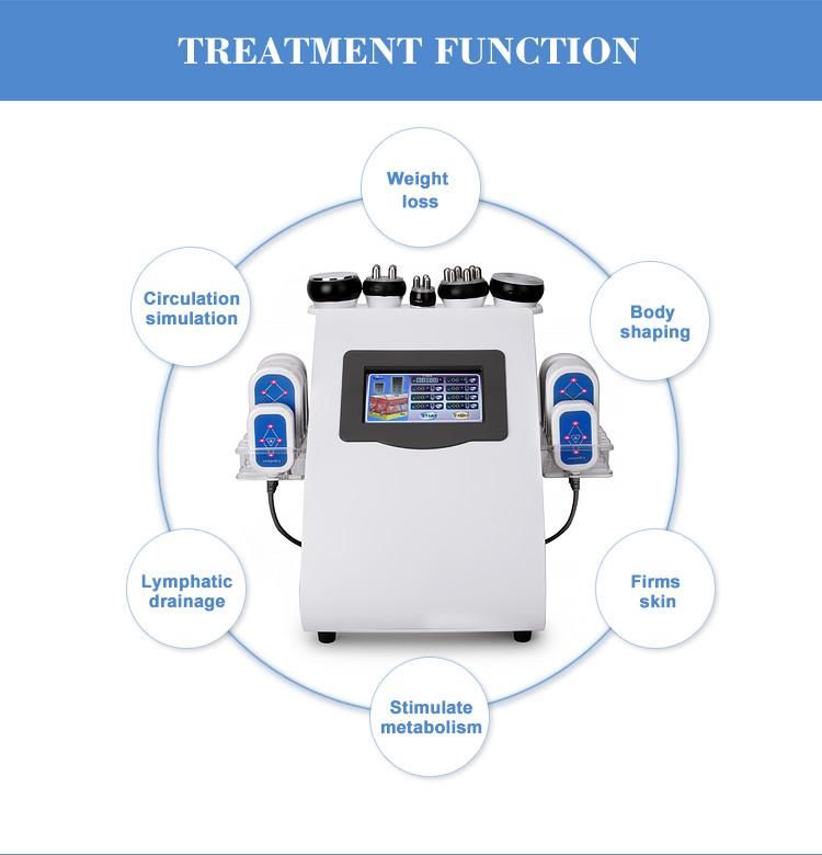 Portable 6 in 1 RF Vacuum Cavitation Slimming Machine with Lipolaser Pads