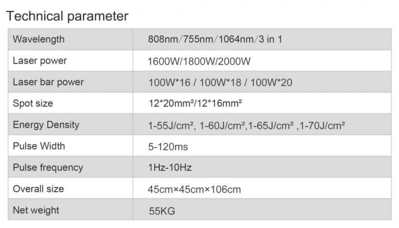 Vertical 755nm/808nm/1064nm Three in One High Power Diode Laser Machine