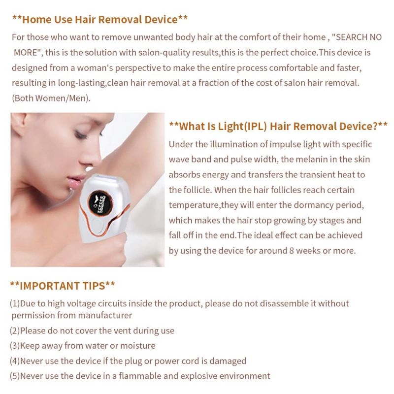 Home Use Ice Cooling Painless Permanent Body Laser Epilator Depiler Machine IPL Hair Removal Device