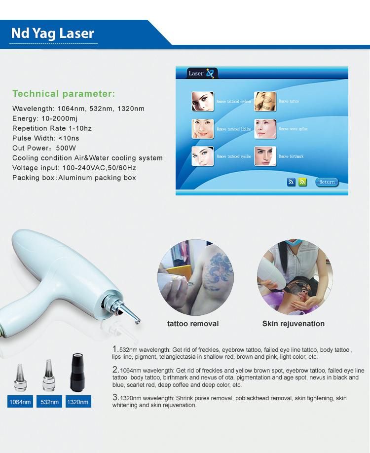 Ce Certification Portable Tattoo Removal Device Laser Tattoo Removal System