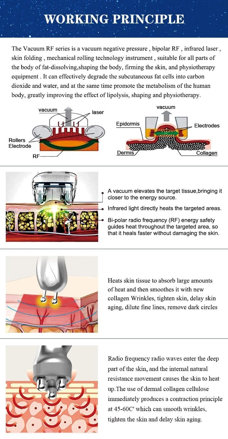 Vela Vacuum RF 40kHz Cavitation Beauty Equipment for Body Shaping Skin Firming Face Lifting Radio Frequency Skin Care Device V49