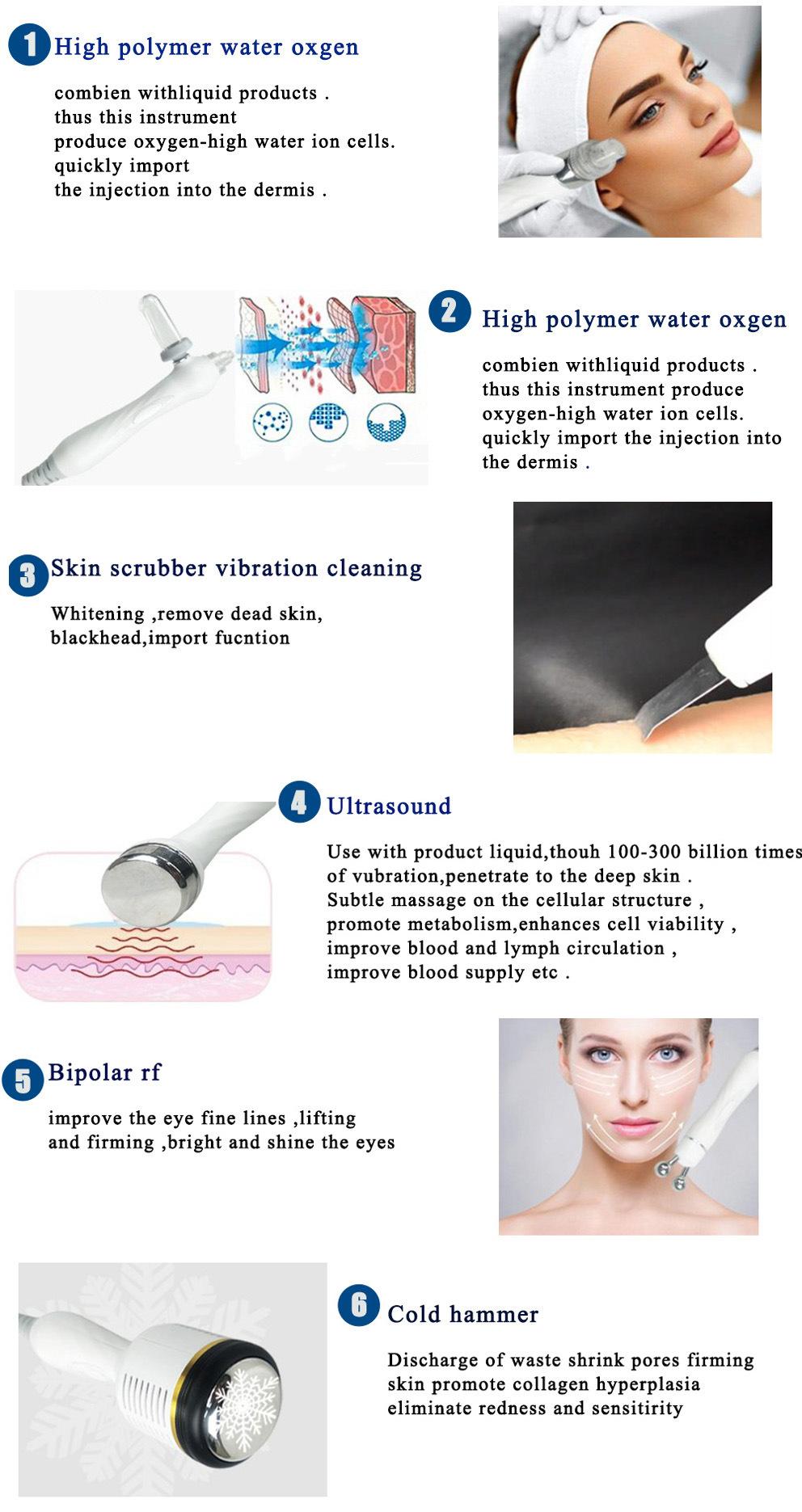 H2 O2 Hydrogen Oxygen Ultrasound Bio Microcurrent Eye Lift Cold Hammer Dermabrasion Hydra Facial Cleaning Aqua Peel Machine Skin Tighen Whiten Wrinkle Removal