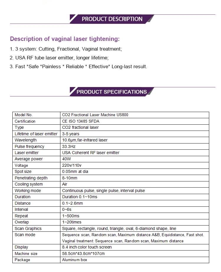 Medical Ce Fractional CO2 Laser Machine (US800)