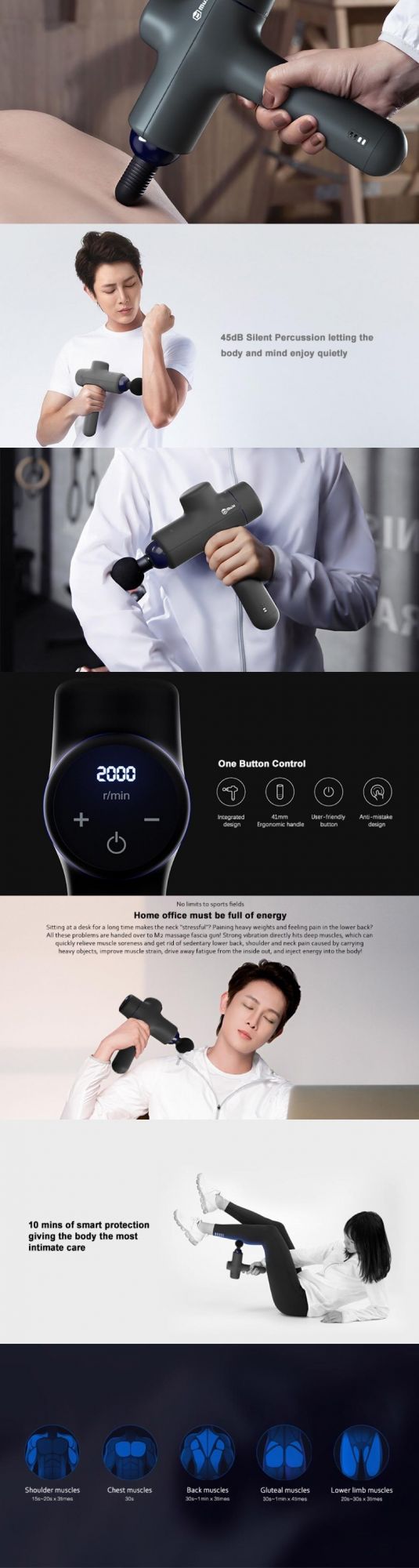 2020 New Massager LCD Touch Vibration Deep Muscle Massage Gun