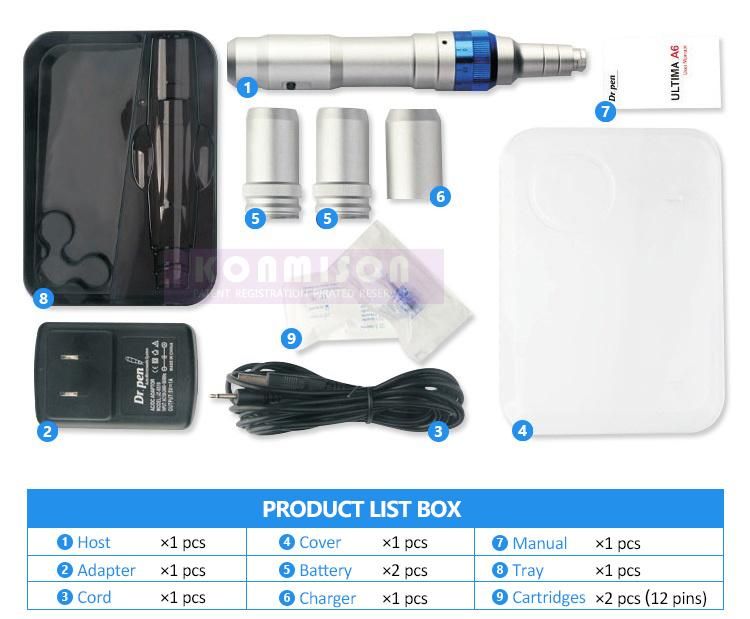 Professional Innovative Auto Microneedle Injection System Electric Derma Pen 12 Needles Ultima A6 Wireless Derma Pen