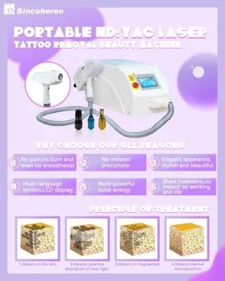 Mini Laser/1064nm 532nm Q Switched ND YAG Laser Tattoo Removal for Everyone