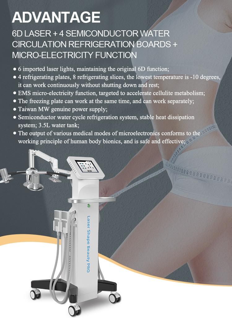 Laser Lipolysis 6D Laser with Cryo Plate Fat Loss Cellulite Reduction Beauty Machine