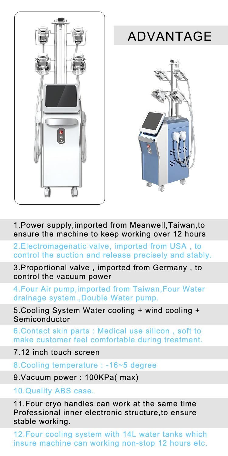 Fat Freezing for Slimming with Large Treating Parts 4 Cryo Handles Work Together Cryolipolysis Slimming Beauty Machine