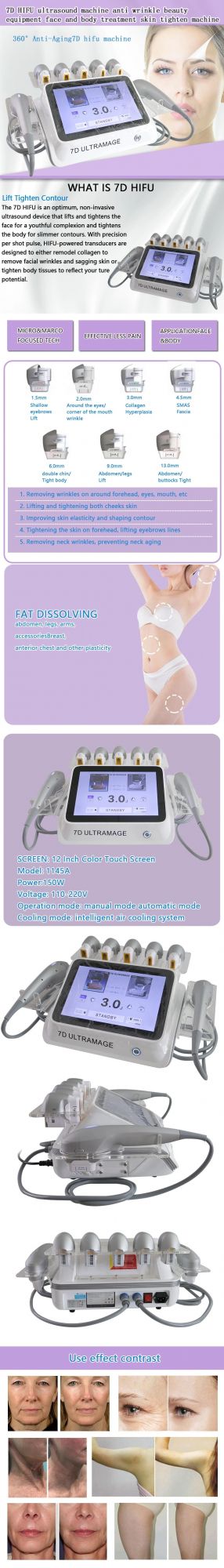 Hifu 7D Machine Cartridge Improve Double Chin