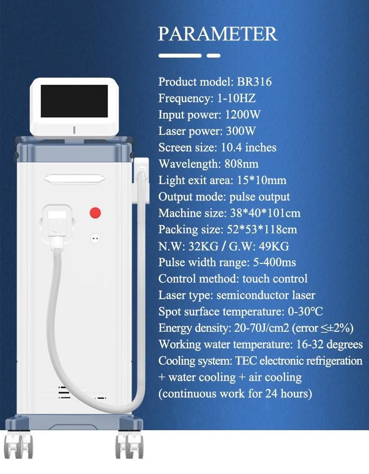 Hot 808nm Diode Laser Permanent Vertical for Hair Removal Machine