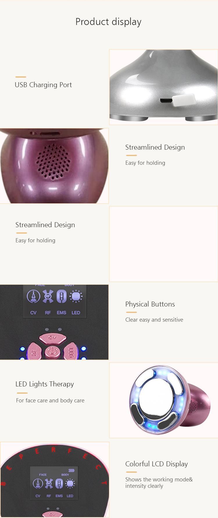 Ultrasonic RF Body Slimming Beauty Device Facial Beauty Massage Slimming Equipment Pink