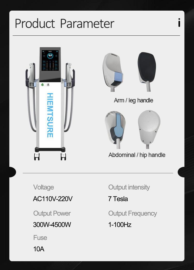 Air Cooling Technology Electromagnetic Muscle Stimulation Hip Lift ABS Training Machine with 4 Handles